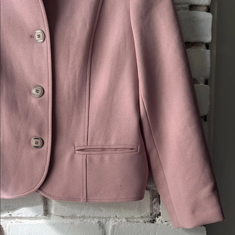 Vintage Pink Collarless Three-Button Blazer - Picture 2 of 9